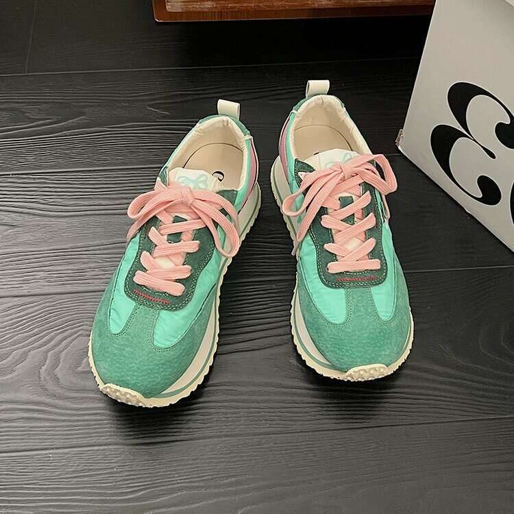 Fashion Ddmysports S Color Blocking Agan Women Summer New Round Head Lace Thick Bottom Non Slip Hundred Casual Sports Shoes Outdoor Shoes ummer lip po