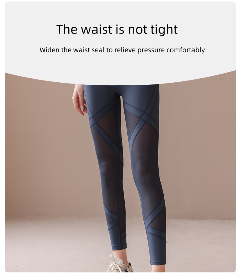 Fitness girl sexy gauze yoga pants high waist and hip skinny spring and autumn new wear tracksuit pants tide