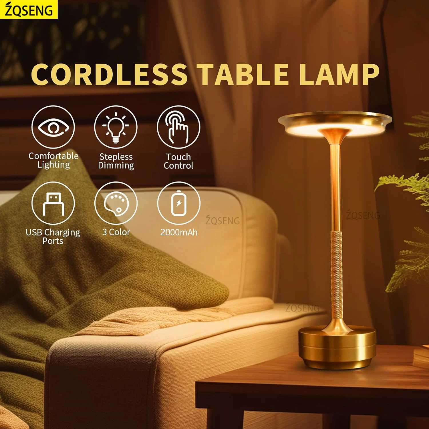 Table Lamp Touch Rechargeable Desk Lamp Wireless Reading Lamp for Bar Restaurant Bedroom Home Outdoor Decor Creative Gifts B240906