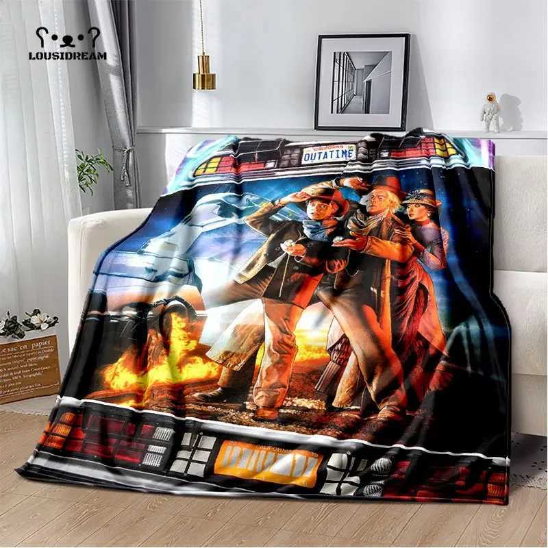 Classic Movie Back To The Future Flannel Throw Blanket Cartoon Blankets Sofa Cover Travel Camping Living Room Bedroom Decoration Y240730