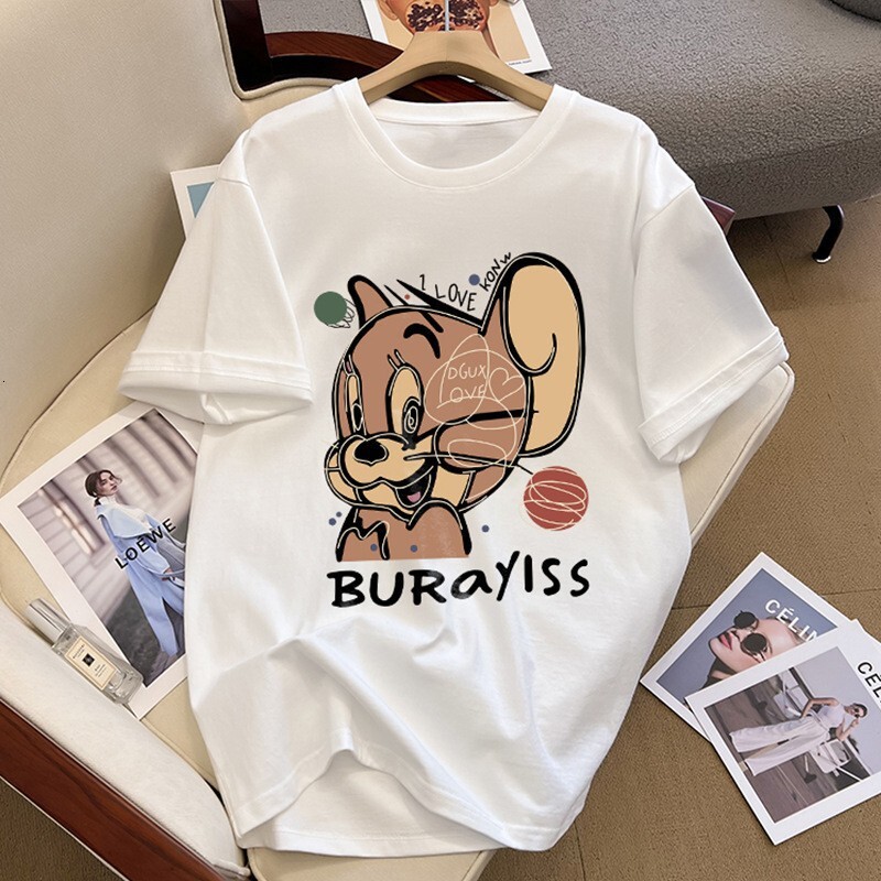 Summer women's designer short sleeved round neck Korean style loose T-shirt top
