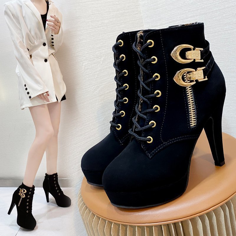 Women Boots Pointed Toe Simple New Design Plus Size 35-42 Thick Sole High Heel Free shipping
