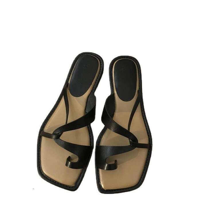 Roman Style Toe Flip Flops For Women's Outerwear 2024 Summer New One Foot Casual Beach Vacation Sandals Bf7