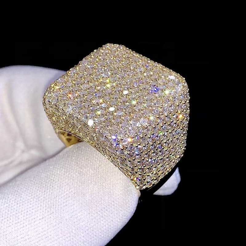 Hip Hop Jewelry 14K Gold Plated Solid Sterg Sier Iced Out Paved VVS Moissanite Dia Ring For Men Women Party