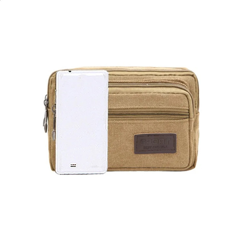 Canvas Waist Bag Outdoor Sports Multifunctional Male Pack High Quality Durable Highcapacity Bags Portable Phone Purse 240730