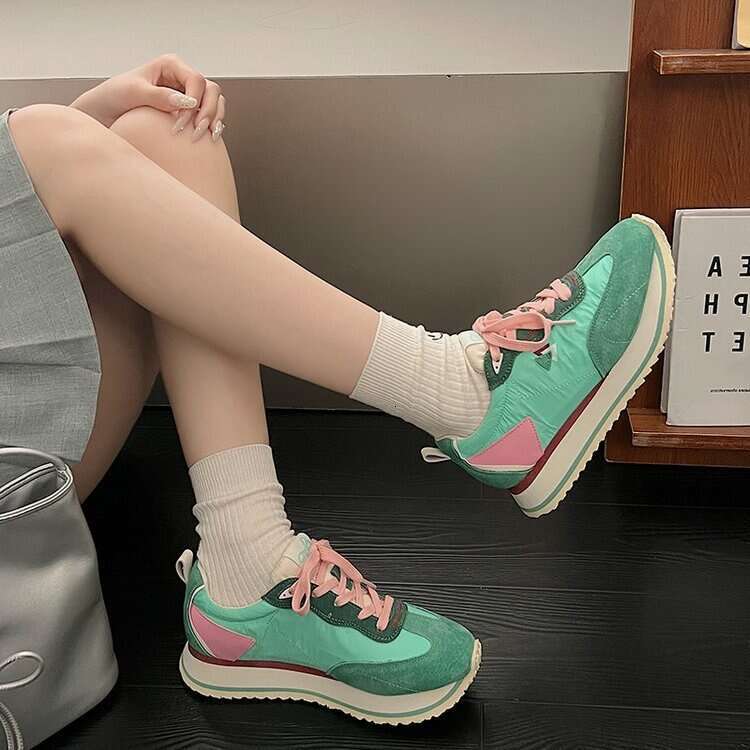 Fashion Ddmysports S Color Blocking Agan Women Summer New Round Head Lace Thick Bottom Non Slip Hundred Casual Sports Shoes Outdoor Shoes ummer lip po