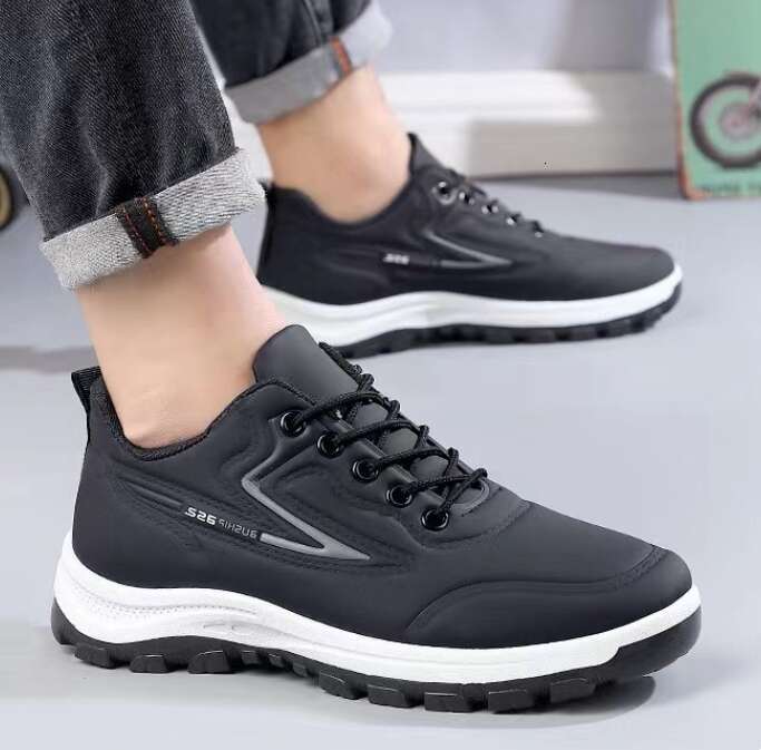 Men Autumn And Winter Leather Sneaker Waterproof Sports Non-Slip Running Shoes 456