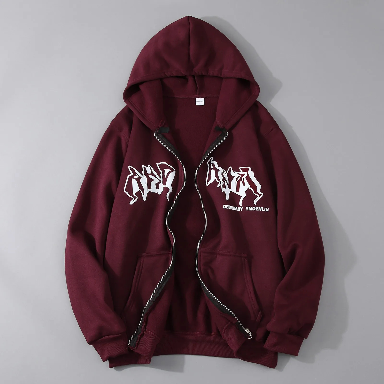 Y2K Letter Print Zip Up Hoodies Women Men Jacket Casual Hip Hop Harajuku Streetwear Clothes Tops Loose Grunge Hooded Sweatshirt 240823