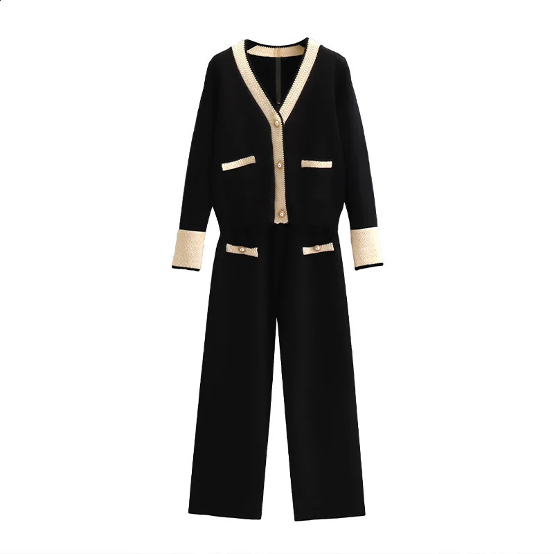 Women Knitting 2-pieces sweater Suit soft V-neck Single-Breasted cardiganPants lady winter sweater Set autumn Tracksuit cloth