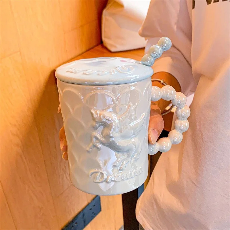 Gift Creative Mug Unicorn Exquisite Ceramic Cup with Cover Spoon Office Female Birthday Present Water Cup 240730