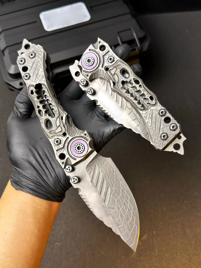 High End MBB T1 Strong Tactical Folding Knife Z-wear Coating Stone Wash Blade CNC TC4 Titanium Alloy Handle Large Survival Folder Knives with Retail B