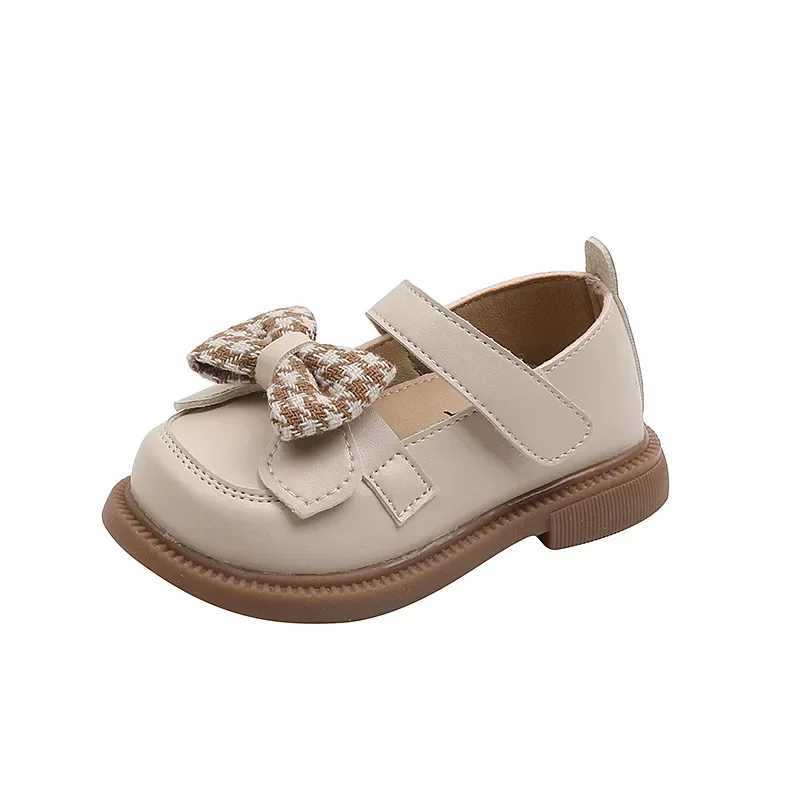 2024 Baby Girls Leather Shoes Spring and Autumn Soft Bottom Princess Bow-knot Casual Toddlers Kids Fashion Baby First WalkersL240730