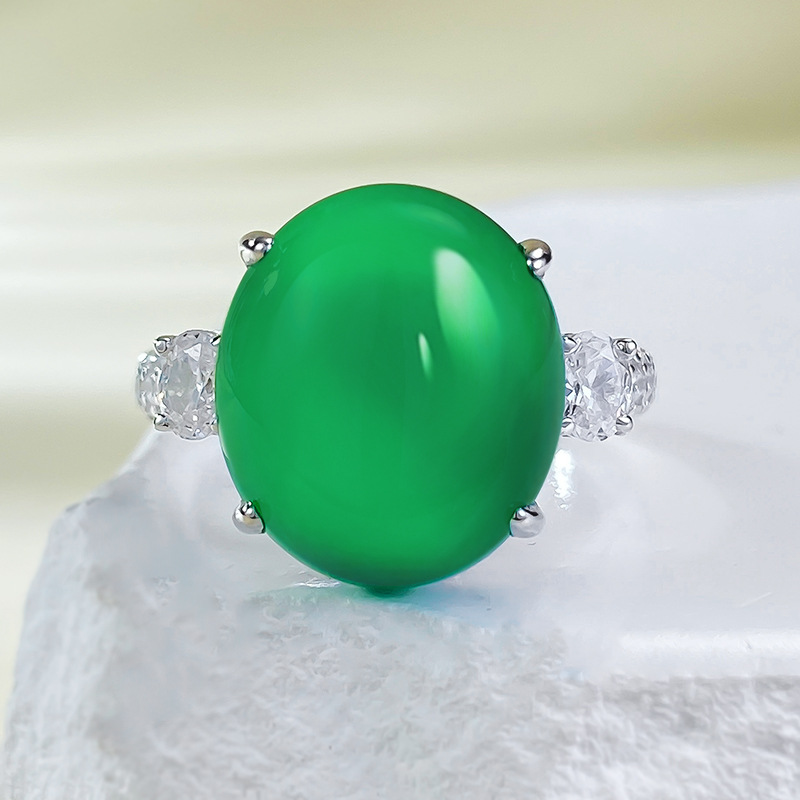 Sparkg Green Jade Wedding Ring - Real Sterg Sier, Jewelry