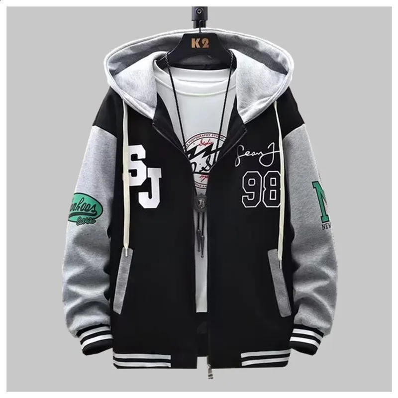 INS Hip Hop Mens Hoodie Baseball Jacket Casual Slim Fit Unisex Uniform Bomber Coat Youth Students Bomber Jacket Couple 240816