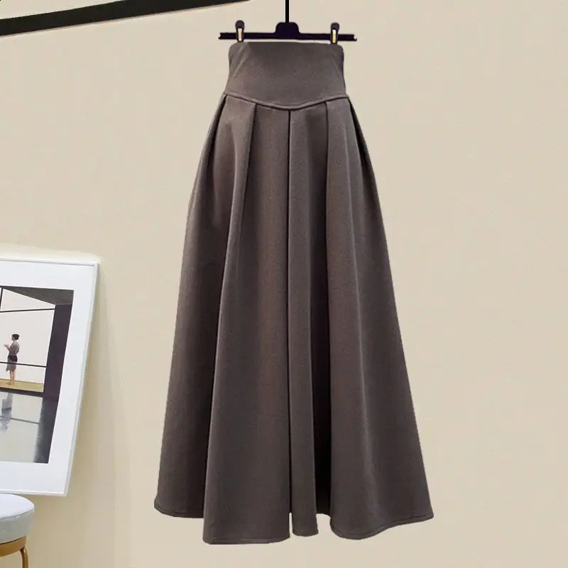 Plus Size Womens Autumn/Winter Set Vintage Knitted SweaterA-line Half Skirt Casual Elegant Womens Two Piece Set 240731