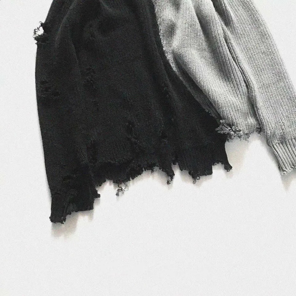 Autumn Ripped Hole Sweater Men Oversized Irregular Casual Pullovers Hip Hop Punk Patchwork knitted Sweater Coat Vintage X9221 240821