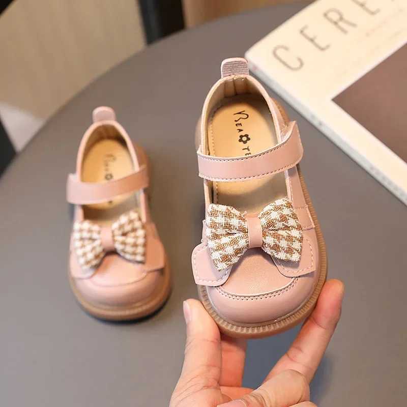 2024 Baby Girls Leather Shoes Spring and Autumn Soft Bottom Princess Bow-knot Casual Toddlers Kids Fashion Baby First WalkersL240730