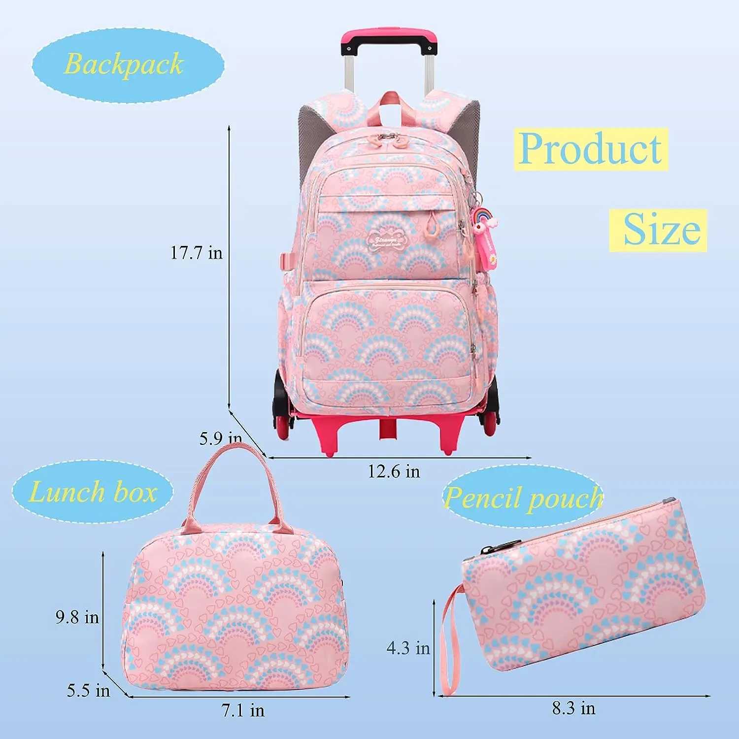 Rolling School Bags for Girls Backpack Children Waterproof School Backpacks with Wheels Middle School Trolley Luggage Back PackCL240730