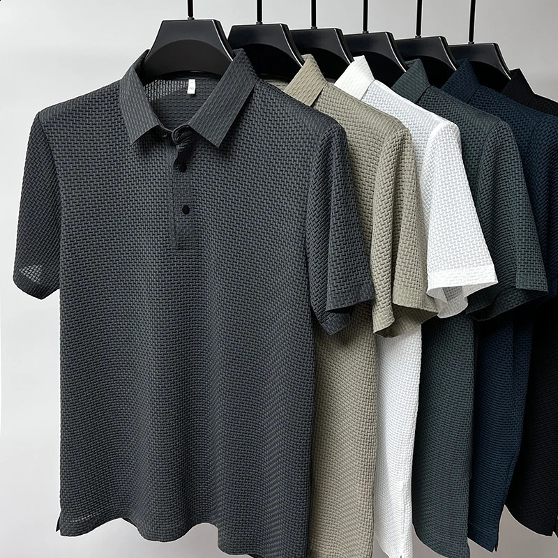 M4XL Summer Mens Short Sleeve Tshirt Cool and Breathable POLO Shirt Business Casual Sweatabsorbing Top 240730