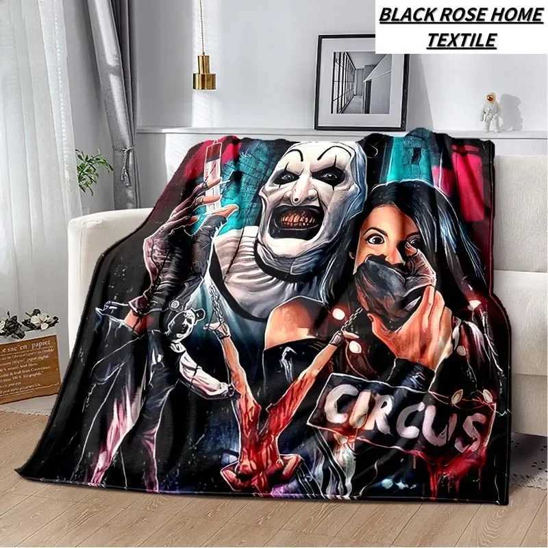 Fashion Art 3D Print Horror Movie Terrifier Blanket Family Living Room Sofa Sleeping Blanket Bedroom Childrens Warm Bed Sheet Y240730