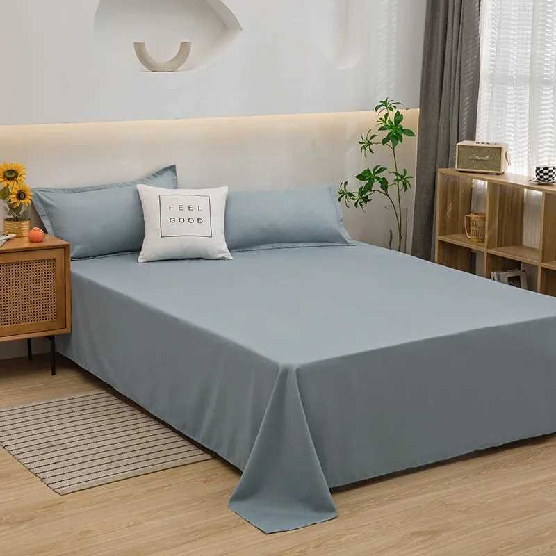Solid Color Washed Cotton Bed Sheets Two Pillowcases and A Sheet Three-piece Set Single Item Simple Student Dormitory Single Y240730