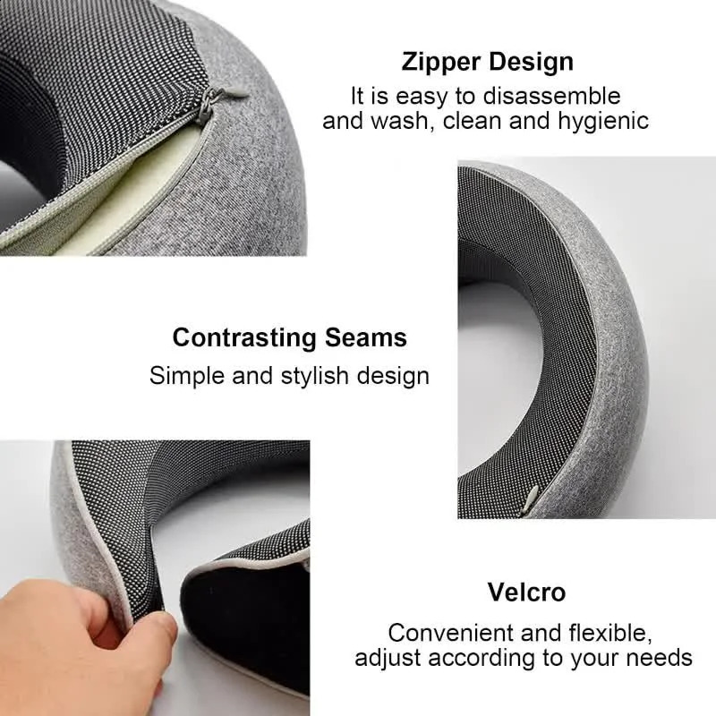 Travel Neck Pillow Memory Foam U-shaped Pillow Snail Style Travel Neck Support Portable Adjustable Soft Noon Break Sleep Pillows 240730