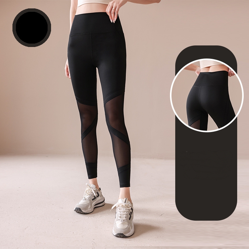 Fitness girl sexy gauze yoga pants high waist and hip skinny spring and autumn new wear tracksuit pants tide