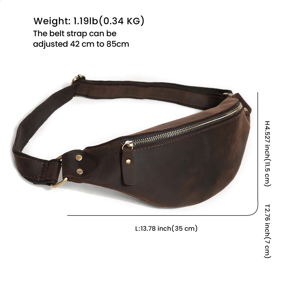 JOYIR Men Waist Bag Genuine Cow Leather Vintage Small Fanny Pack Bum Phone Cigarette Case Pouch Male Travel Chest 240730
