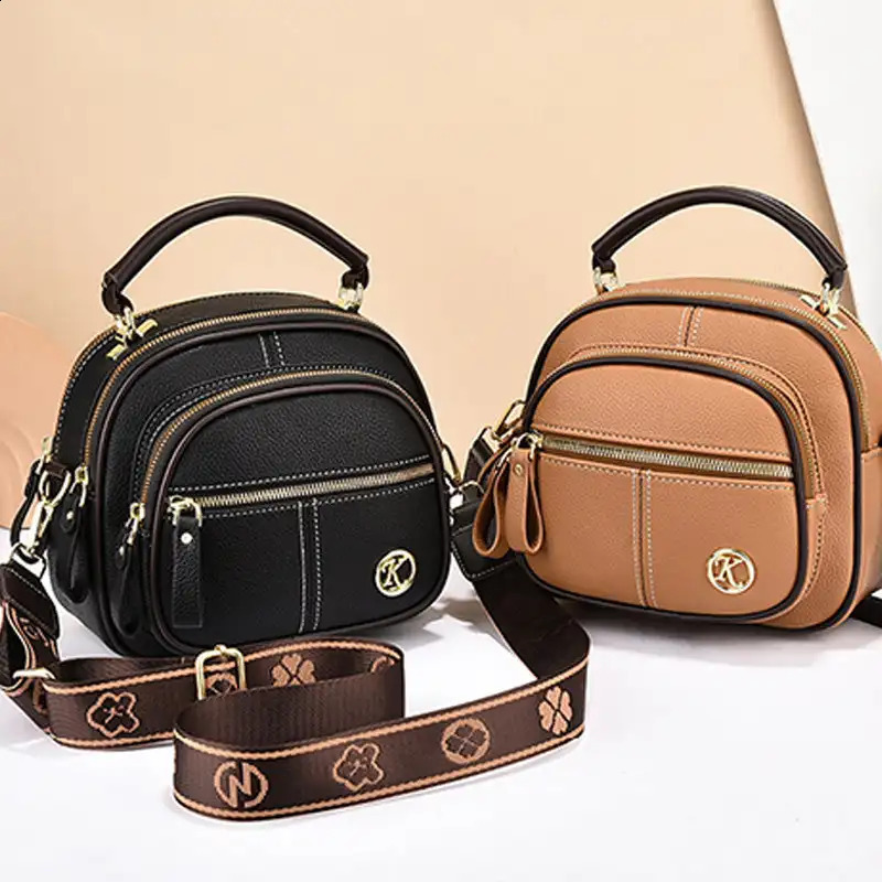 Classic Multifunctional Compartments Adjustable Wide Shoulder Strap PU Leather Crossbody Bag 240731