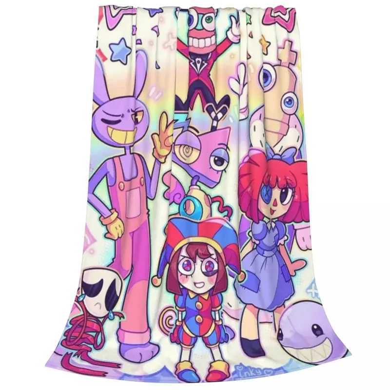 Anime The Amazing Digital Circus Blankets Fleece Spring Autumn Multi-function Ultra-Soft Throw Blanket for Sofa Travel Bedspread Y240730