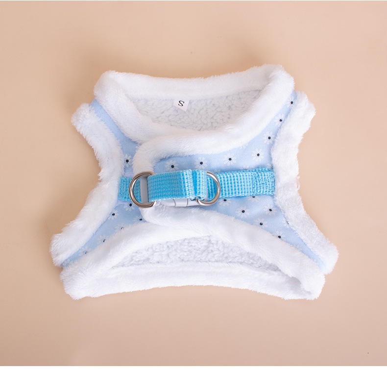 Pet winter plush harness chest and back walking dog traction rope