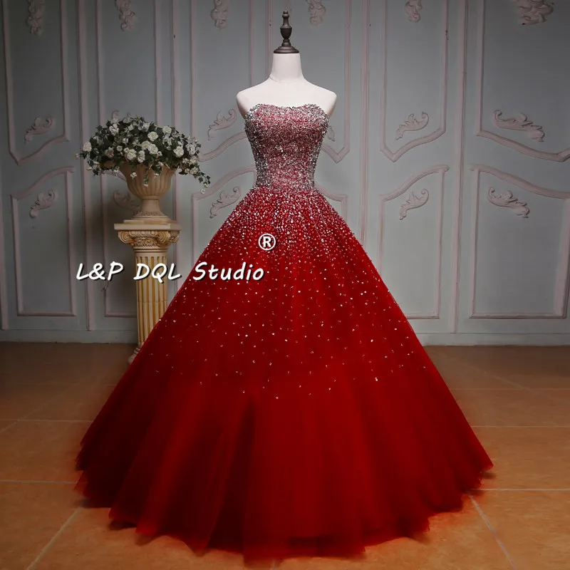 Ball Gown Prom Dresses Sparkling Sequins Beads Pleats Tulle Evening Gowns Shining Sequins Beads Top Dresses Evening Wear