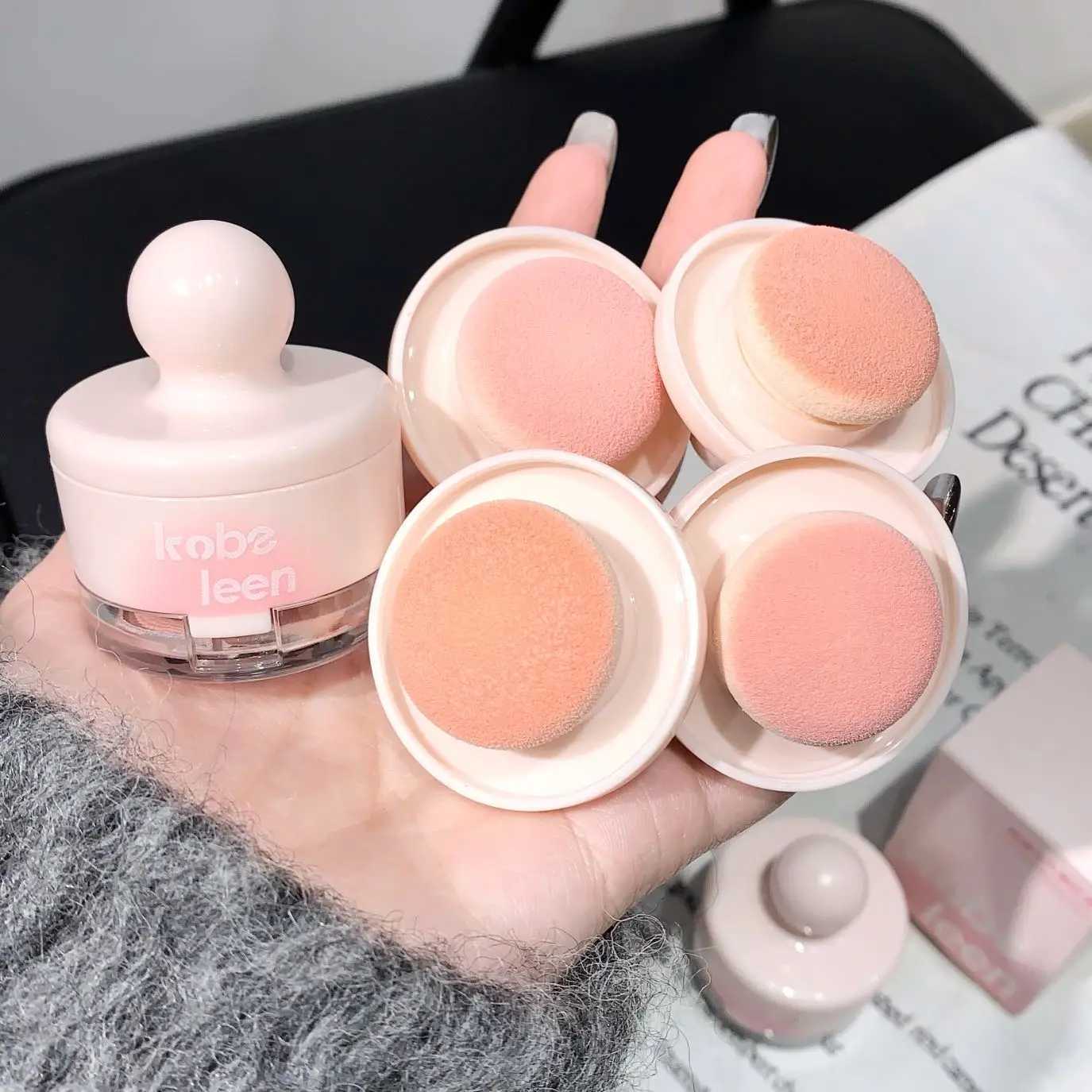 Cute Sponge Head Blusher Cream Matte Peach Powder Blush Palette Waterproof Brighten Fack Contour Korea Lasting Cheek Tint MakeupXJ241111