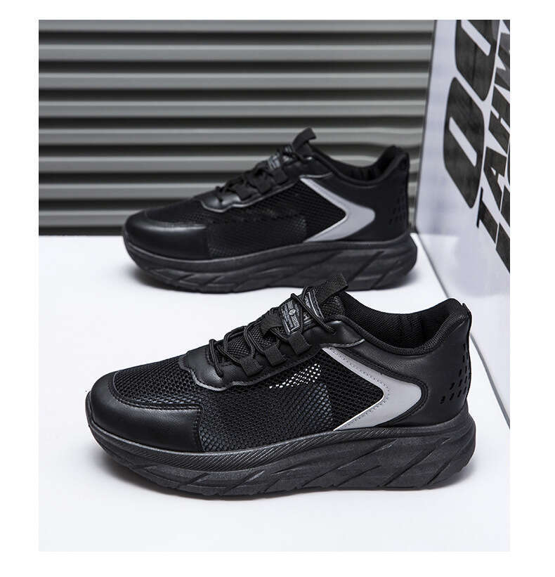 Men's Breathable Large Mesh Sneakers Fashion Thick Bottom Trend Daddy Shoes Comfortable Soft Sole grey ss size