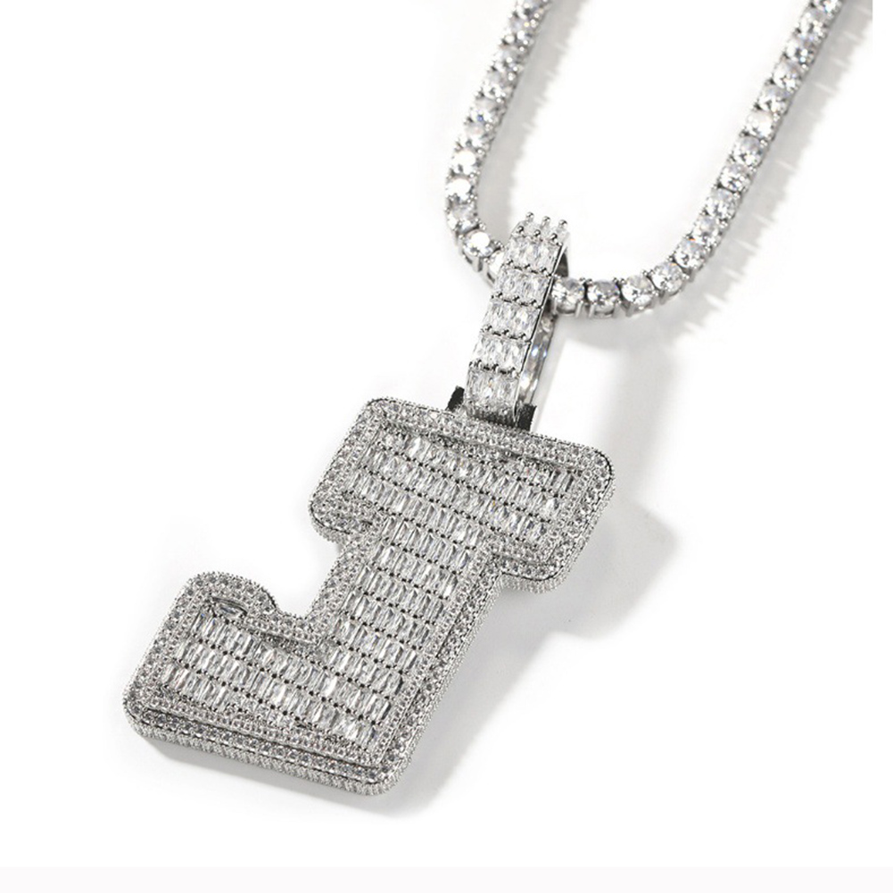 Hip Hop A-Z Custom Letters Pendant Necklace 5A Zircon Real Gold Plated Jewelry
