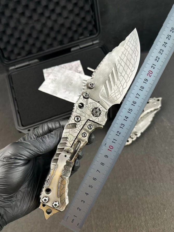 High End MBB T1 Strong Tactical Folding Knife Z-wear Coating Stone Wash Blade CNC TC4 Titanium Alloy Handle Large Survival Folder Knives with Retail B