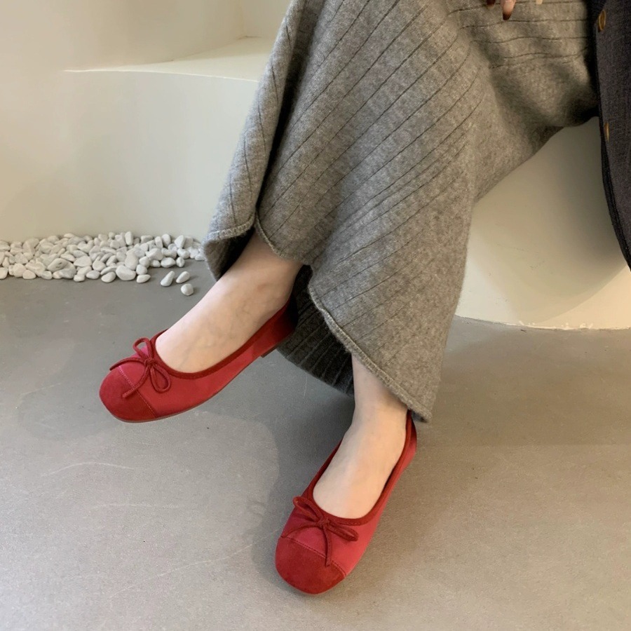 Ddmysports French Evening Style Single Spring New Shallow Mouth Bow Soft Flat Bottom One Foot Kick Versatile Scoop For Women Outdoor Shoes OUTDOOR