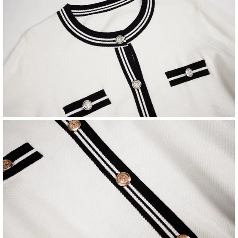 Korean Fashion Knitted Suit Women Outfits Chic 2 Piece Set Elegant Crew Neck Long Sleeve Sweater Cardigan And Wide Leg Pant Suit 240731