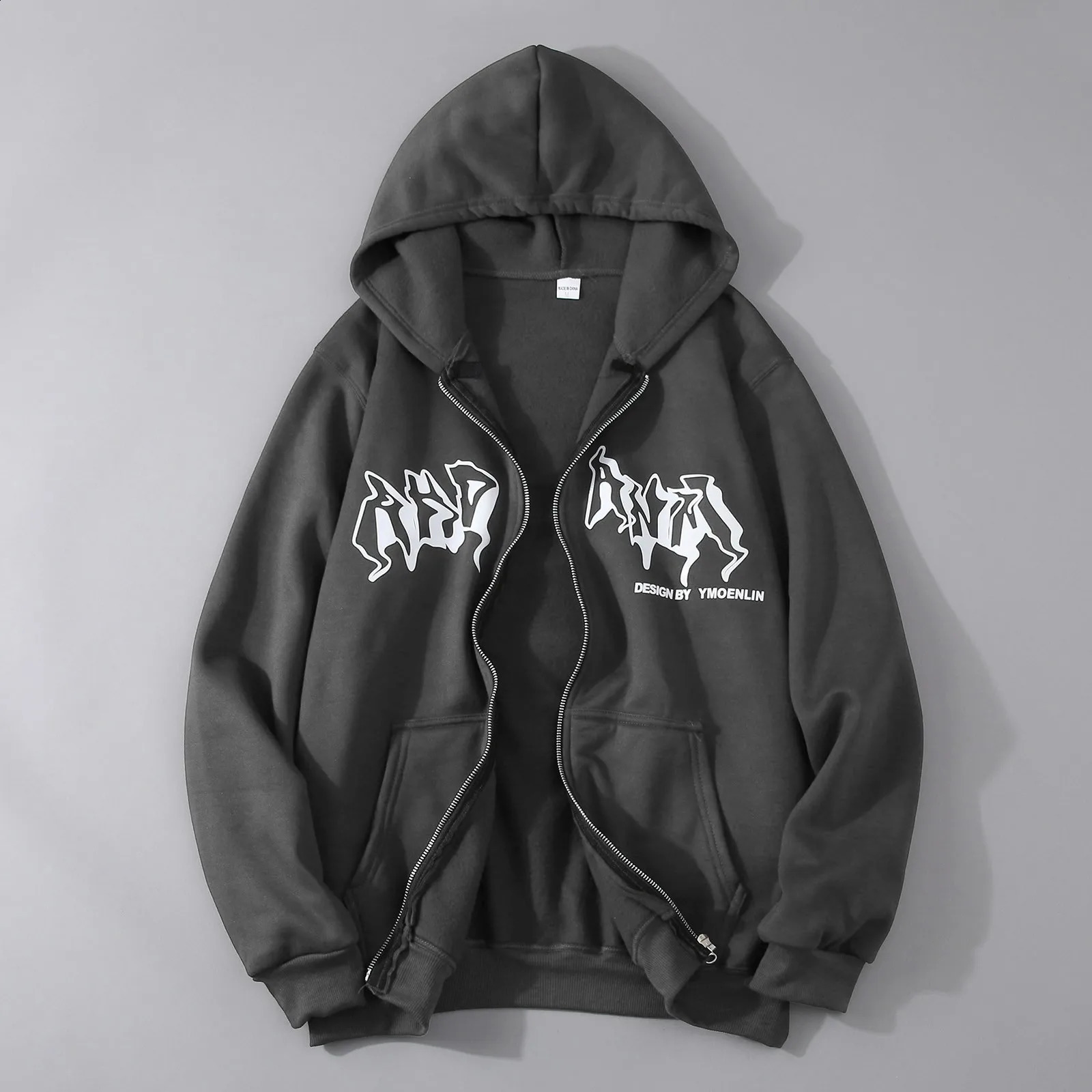 Y2K Letter Print Zip Up Hoodies Women Men Jacket Casual Hip Hop Harajuku Streetwear Clothes Tops Loose Grunge Hooded Sweatshirt 240823