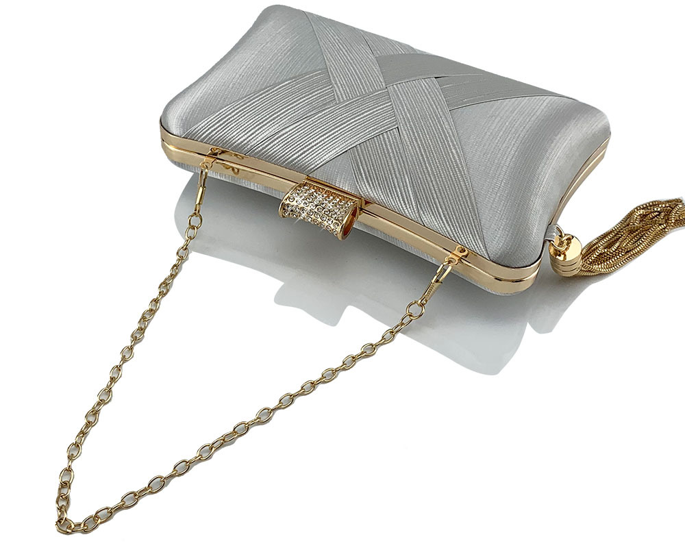 New high quality Designer bag Fringe metal braided diamond buckle Banquet evening clutch bag