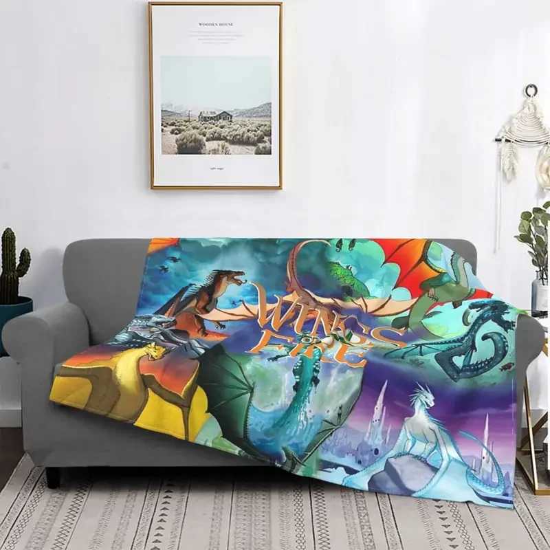 Wings Of Fire All Together Flannel Throw Blanket dragon fantasy moon ocean Blankets for Sofa Travel Super Warm Bed Rug Y240730
