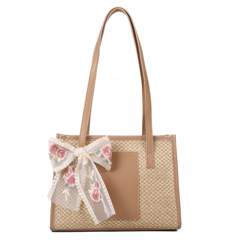 Handheld Women's Summer Fashionable Shoulder Casual Contrasting Grass Woven Large Capacity tote bag H731#14 ddmy ad3c