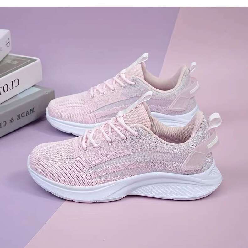 S Ladies Ddmysports Running Fiess Soft Dancing Flat Mesh Surface Breathable Fly Tide Shoes Outdoor Shoes oft urface hoes hoes