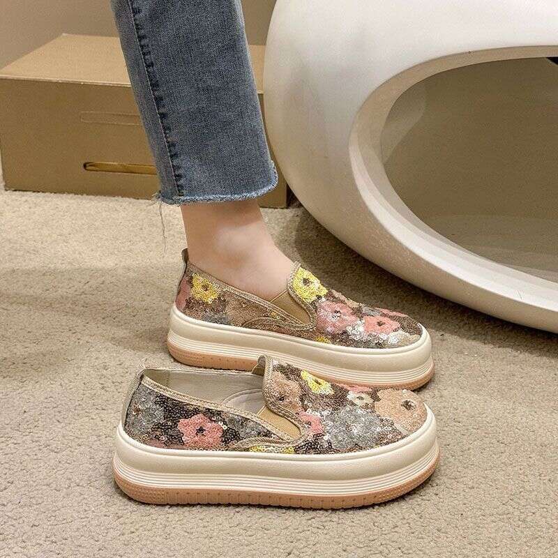 Women S New Design Shining Thick Sole Canvas Shoes Casual Soft Sliver Free Shipping Outdoor hining ole hoes oft liver hipping