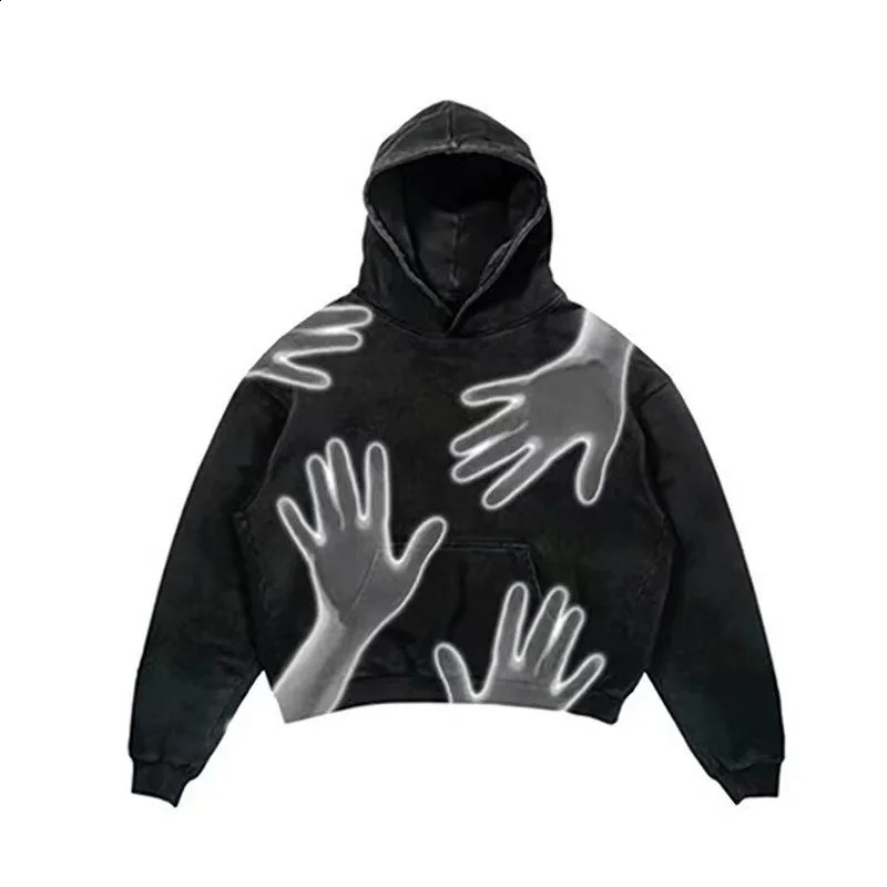 Print Street Hop Retro Oversized Hoodies Y2k Fashion Loose Gothic Sweatshirt Unisex Harajuku Hoodies Autumn Clothes 240813