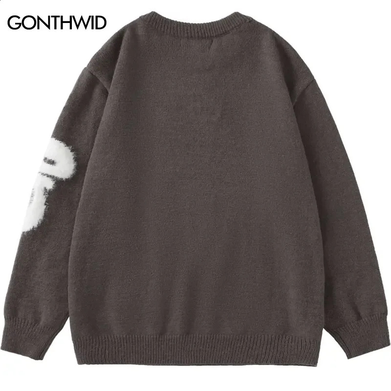 Black Fluffy Letter Sweater 240829