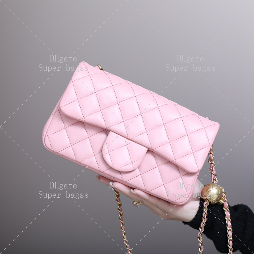 Luxury designer bag handbag leather crossbody bag gold bead chain bag 20CM mirror quality women's shoulder bag with box YC137