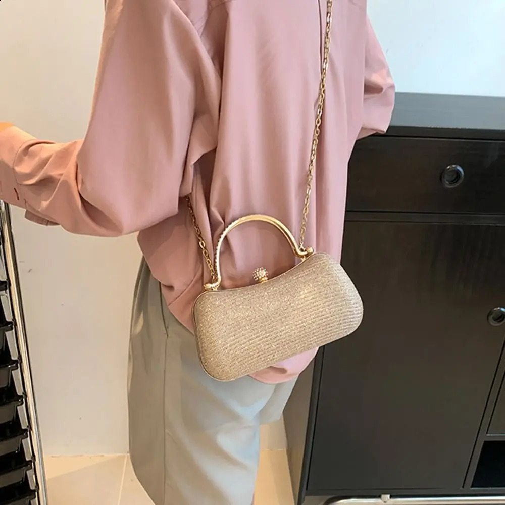 1Pcs Wedding Bridal Beaded Women Evening Bag Chain Shoulder Handbags Elegant Rhinestones Clutch Egg Shape Evening Bag 240813