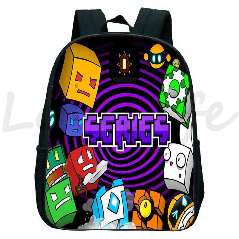 Angry Geometry Dash Backpack for Kids Kindergarten Bookbags Children Daily School Bags Cartoon Rucksack Boys Girls MochilaCL240730