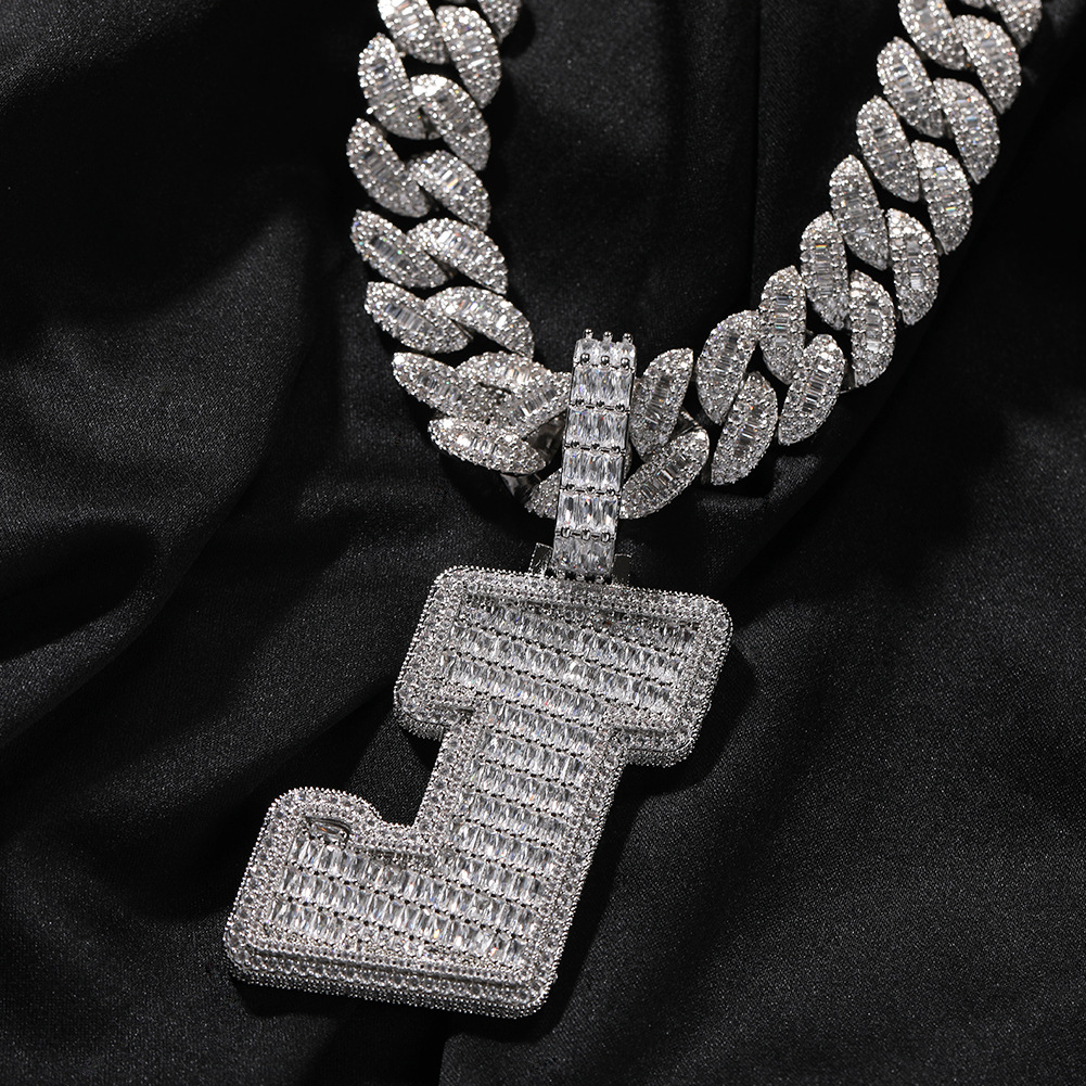 Hip Hop A-Z Custom Letters Pendant Necklace 5A Zircon Real Gold Plated Jewelry